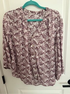 Women's Mauve Patterned Button-Front Blouse